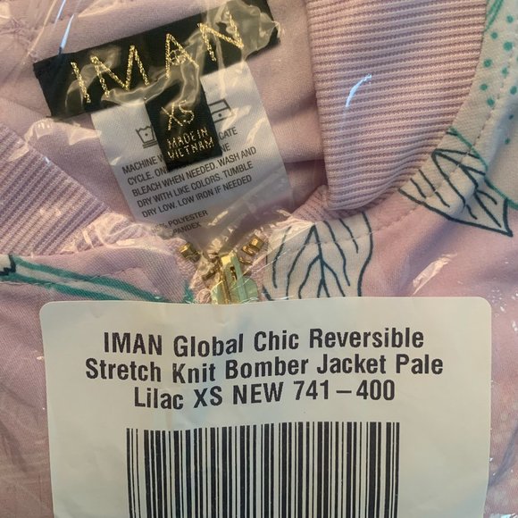 NWT IMAN GLOBAL CHIC REVERSIBLE STRETCH KNIT BOMBER JACKET PALE LILAC XS - Picture 9 of 10